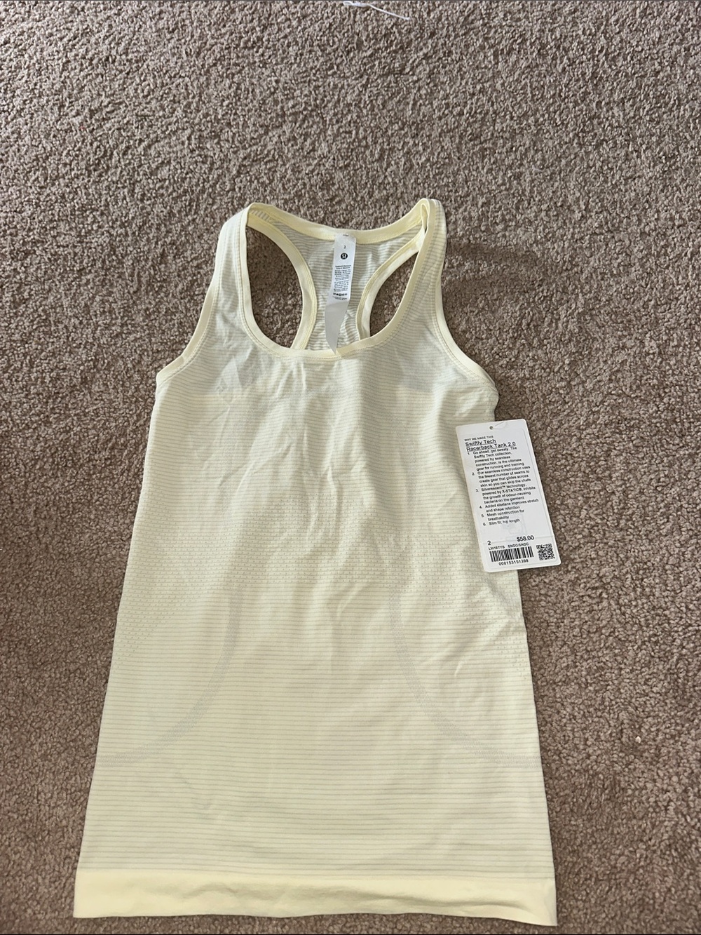 Lululemon swiftly tech race back tank 2.0 (off white)